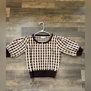 Bohme Brown and Cream Checkered Sweater